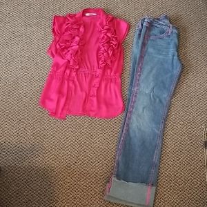 Pink Blouse & Blue jeans